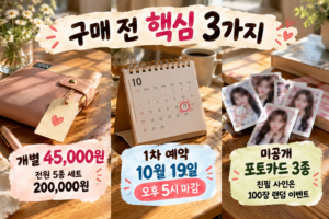 구매 전 핵심 3가지_ 다이어리, 예약, 포토카드