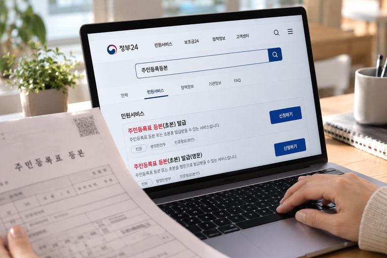 정부24 주민등록등본 온라인 신청