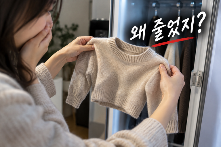 줄어든 스웨터에 깜짝 놀란 순간